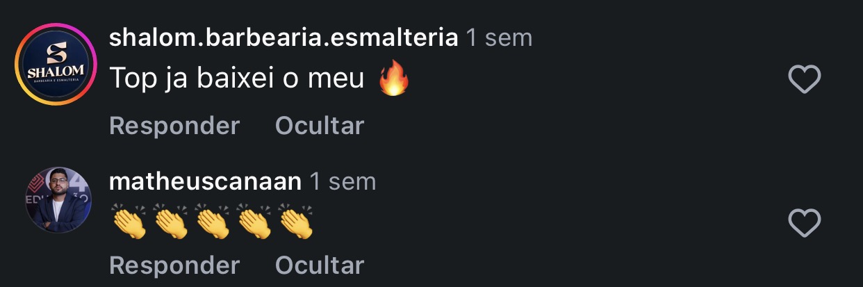 Comentário no Instagram: comprador diz que já baixou o dele